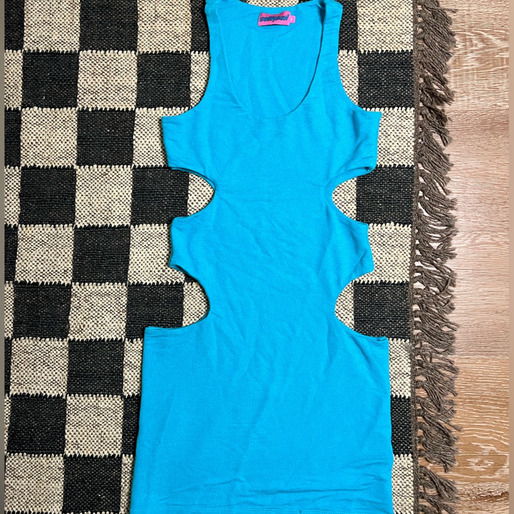 Edikted teal dress with side cut outs
